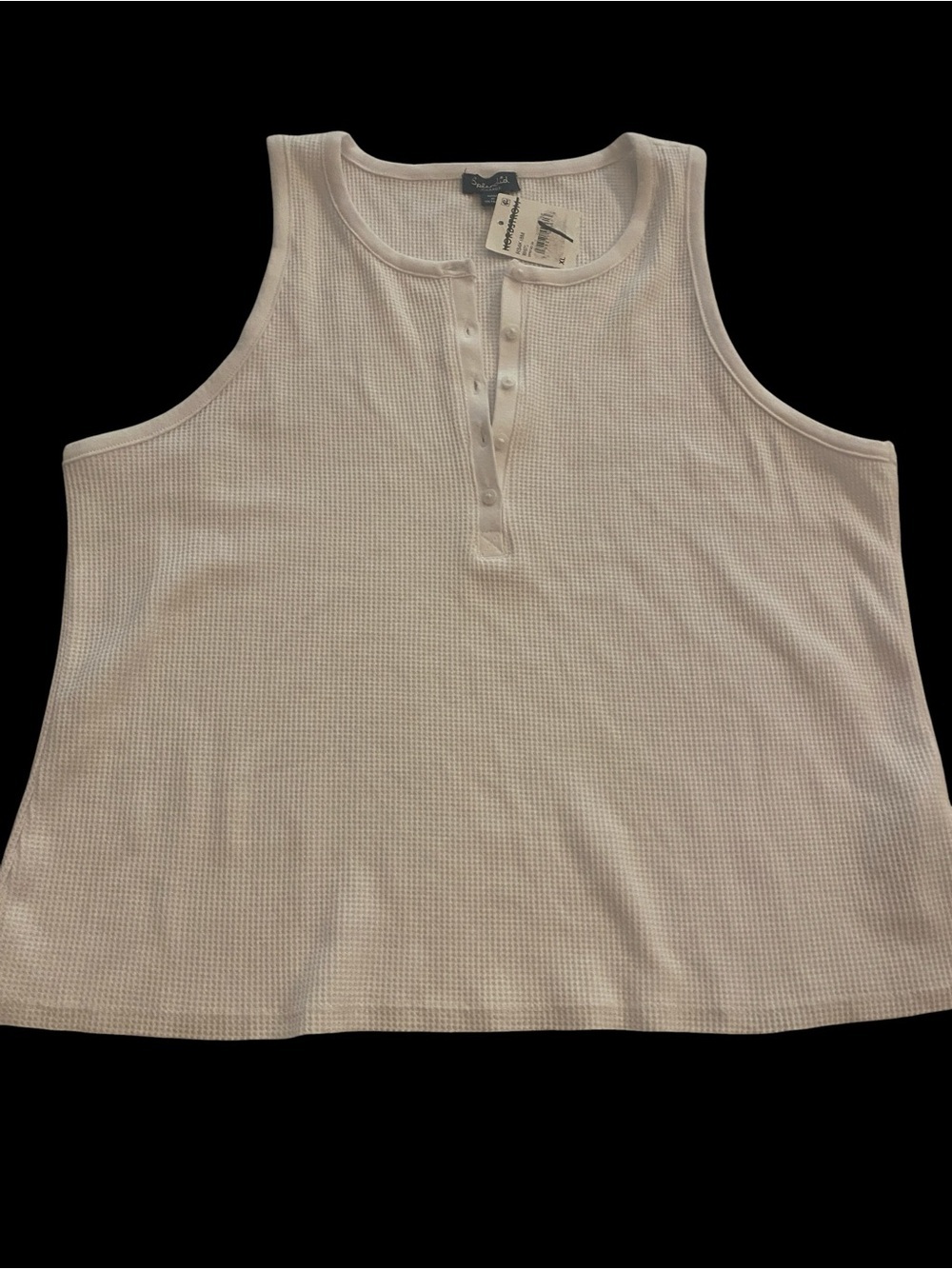 Splendid Women’s White Waffle Knit Henley Tank New size xl